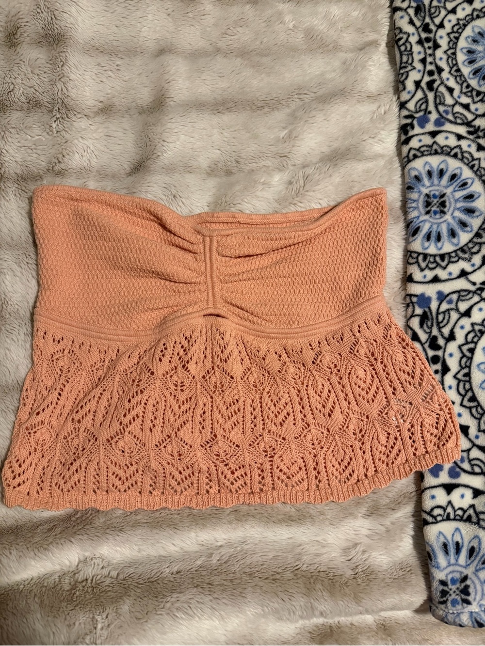 American Eagle Outfitters Peach Crochet Tube Top